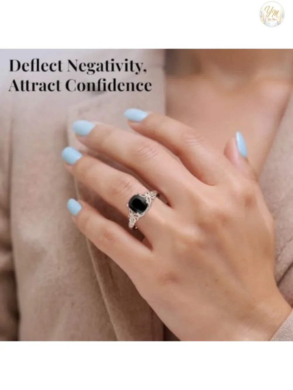 Genuine Black Tourmaline 925 Sterling Silver Statement Ring